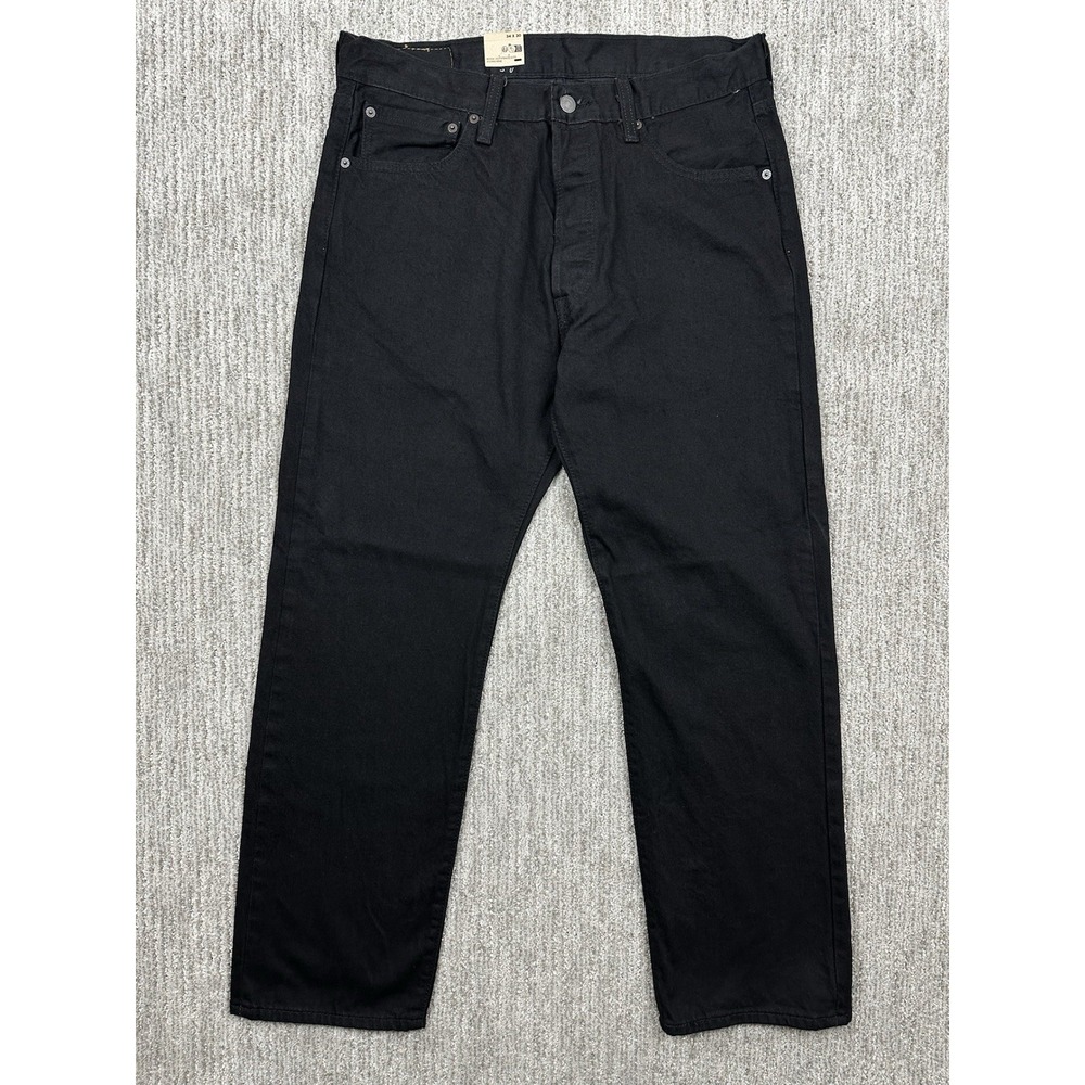 Levis 501 Black Original Fit Mens Straight Leg Jeans Button Fly, 34x30 New